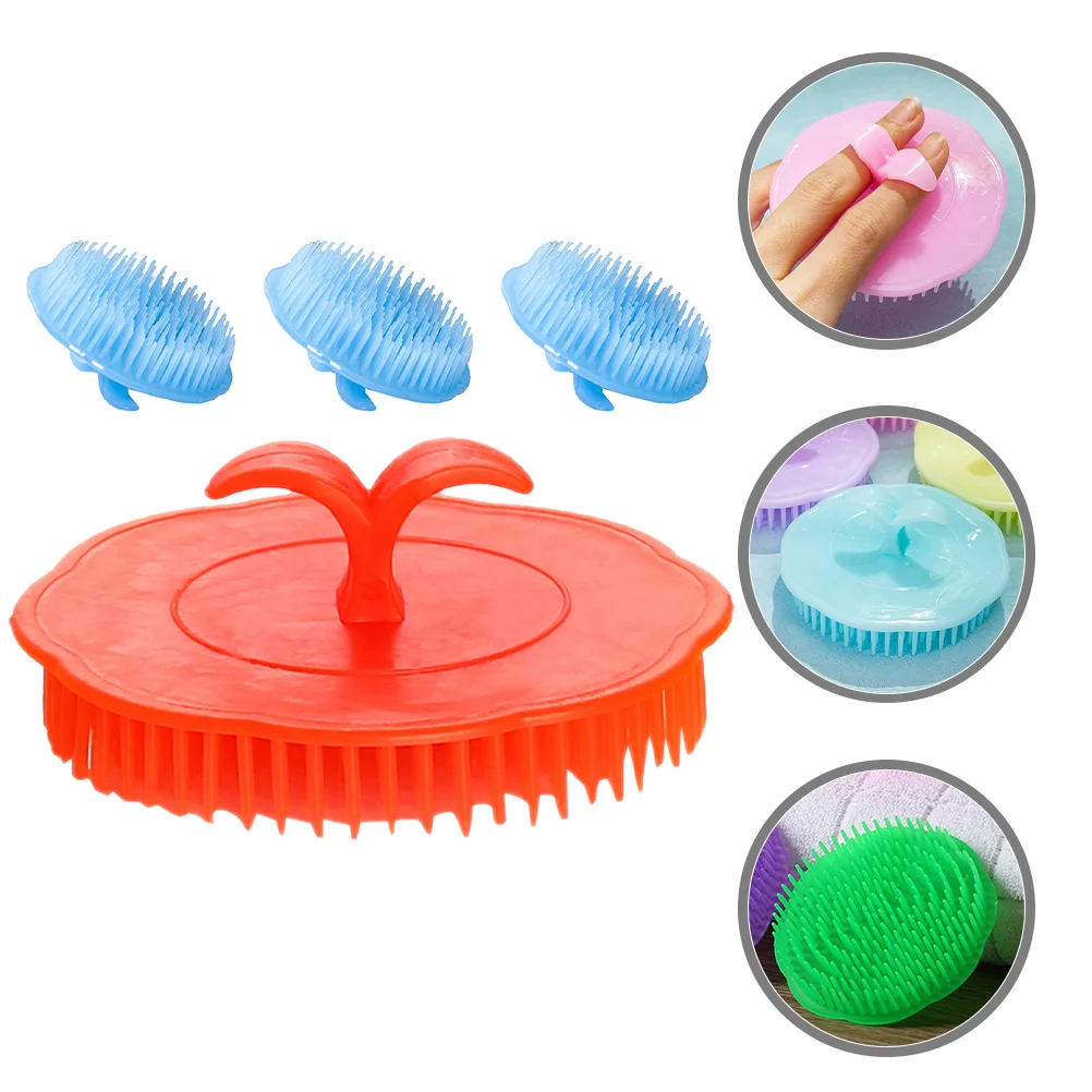 

4 Pcs Portable Scalp Shampoo Comb Baby Shampoos Scrub Brush Pe Hair Massager Exfoliator