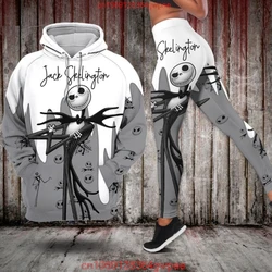 The Nightmare Before Christmas Jack Skellington Women's Hoodie and Leggings Set Disney Yoga Hoodie Leggings Fashion Tracksuit