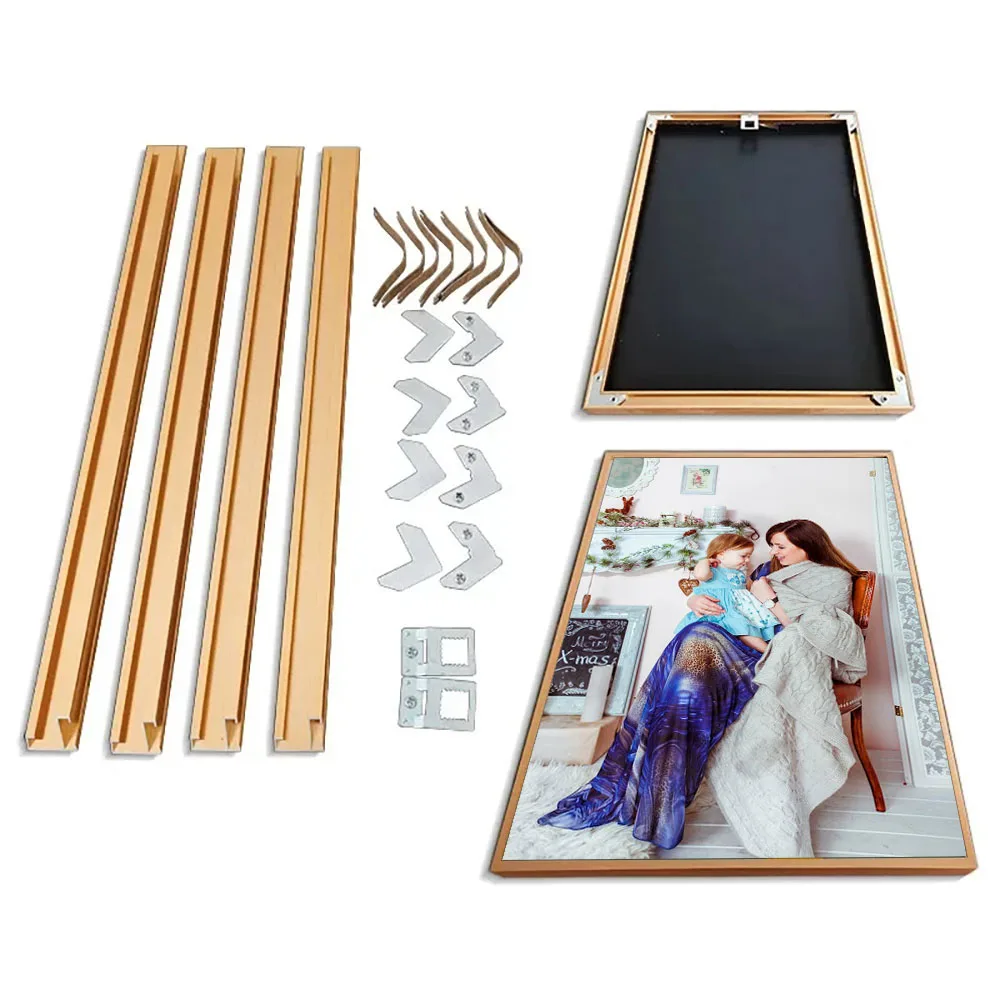 Aluminum Alloy Photo Frame Canvas Frame DIY Photo Frame Default Gold, Black to Note Poster Frame Larger than 60CM Needs Stitchin