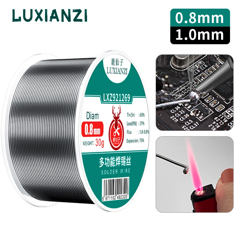 

LUXIANZI 0.8/1.0mm New lighter Stainless Steel Solder Wire Copper-iron-nickel Aluminum Multifunction Rosin Core Welding Tin Wire