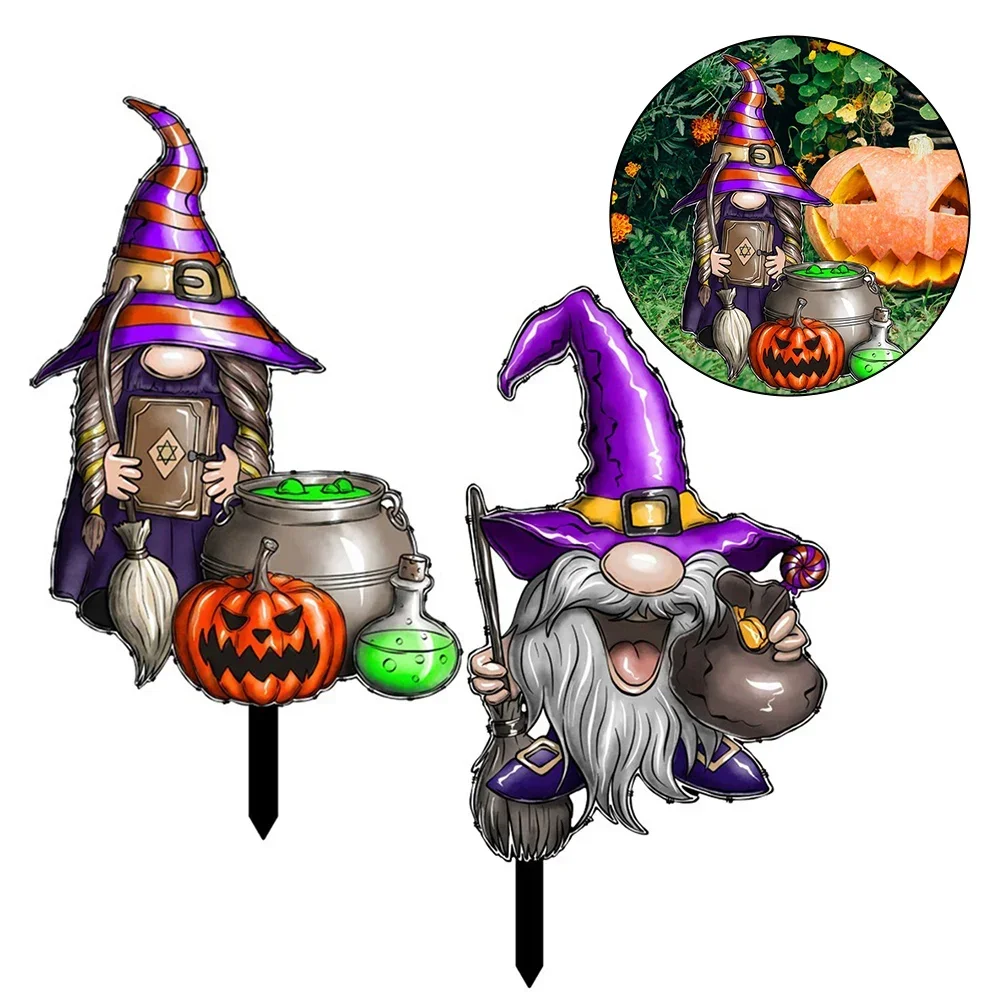 3D Halloween Witch Yard Sign Acrylic Ground Decoration Halloween Witch Yard Sign Ground Decoration - Enhance Your Outdoor