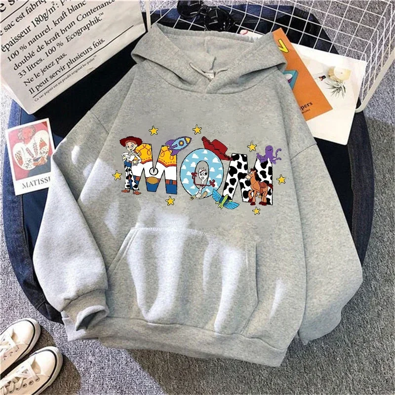 Disney Cartoon  DAD MOM Letters Graphic Hoodies Fashion Women Casual Hoodies Autumn Winter Harajuku Tops Simple Sweatshirts