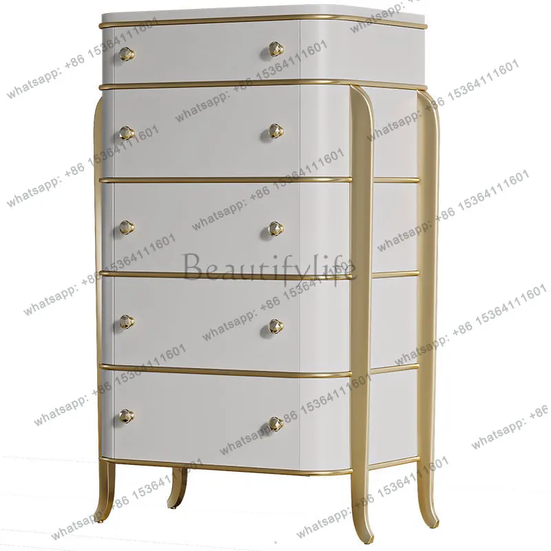 

American light luxury chest of drawers French modern solid wood bedroom storage cabinet