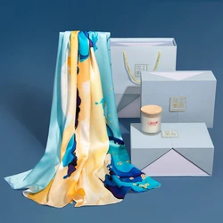 Bufanda de seda de morera para regalo del Día de la madre, caja de regalo de alta gama, nueva planta Rectangular china, accesorios de primavera y otoño