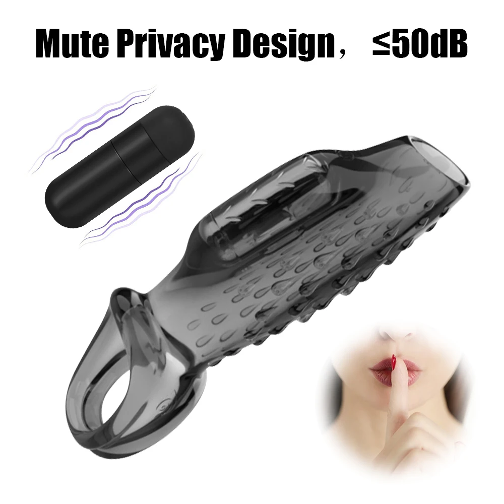 Triple Lock Male Delay Ejaculation Sex Toys For Men Couples Soft TPE Enlargement Extender Penis Vibrating Ring Cock Sleeve