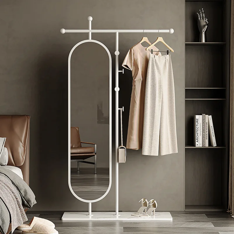 Household Nordic light luxury coat rack, full-length mirror integrated hanging hanger