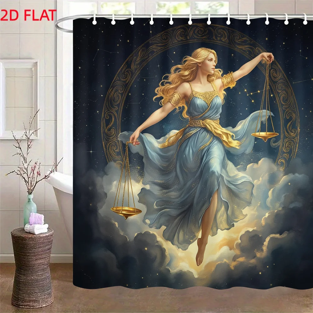 Elegant Cosmic Goddess Shower Curtain Bathroom Decor Fantasy Celestial Art Stars Constellation Luxury Home Tapestry Print - view 6