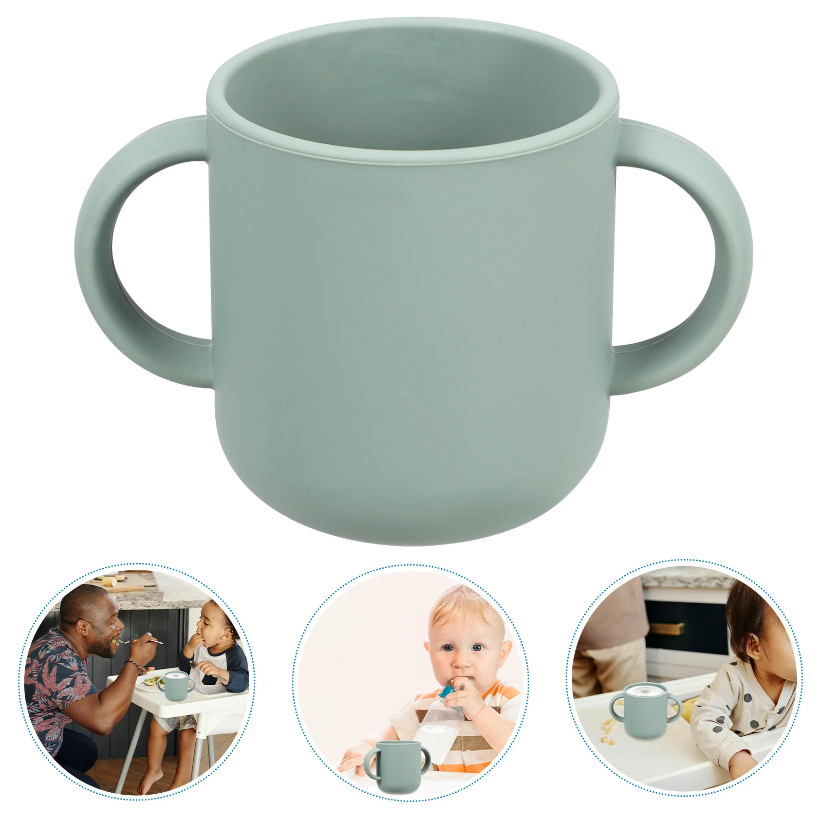 

Baby Water Training Cup Silicone Double Handle Durable Infant Toddler Drinking Learner Cup Water Drinking Mug Milk Cup,