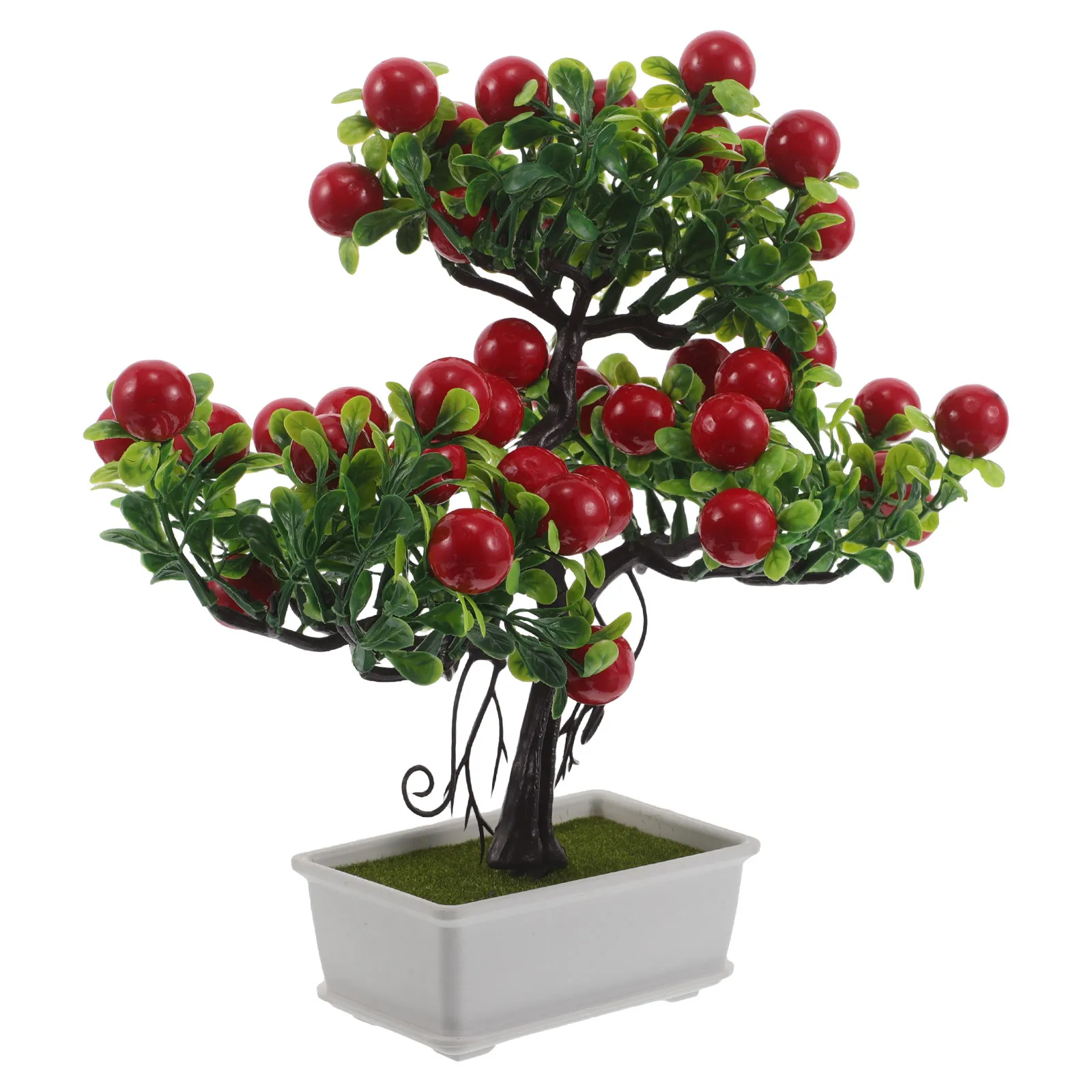 Realistic Faux Tree Bonsai Potted Plant Artificial Fruit Decor for Living Room Kitchen Office Table Centerpiece Simulation