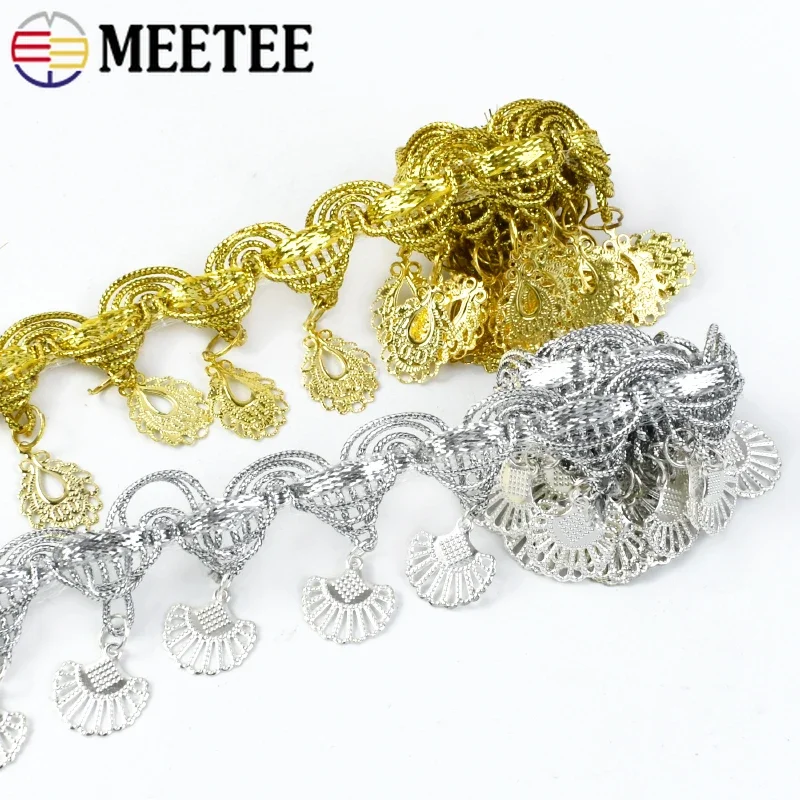 10Yards 3-5.5cm Sequin Tassel Fringe Trim Lace for Dance Dress Clothes Silver Gold Braid Decoration Ribbon DIY Sewing Accessory