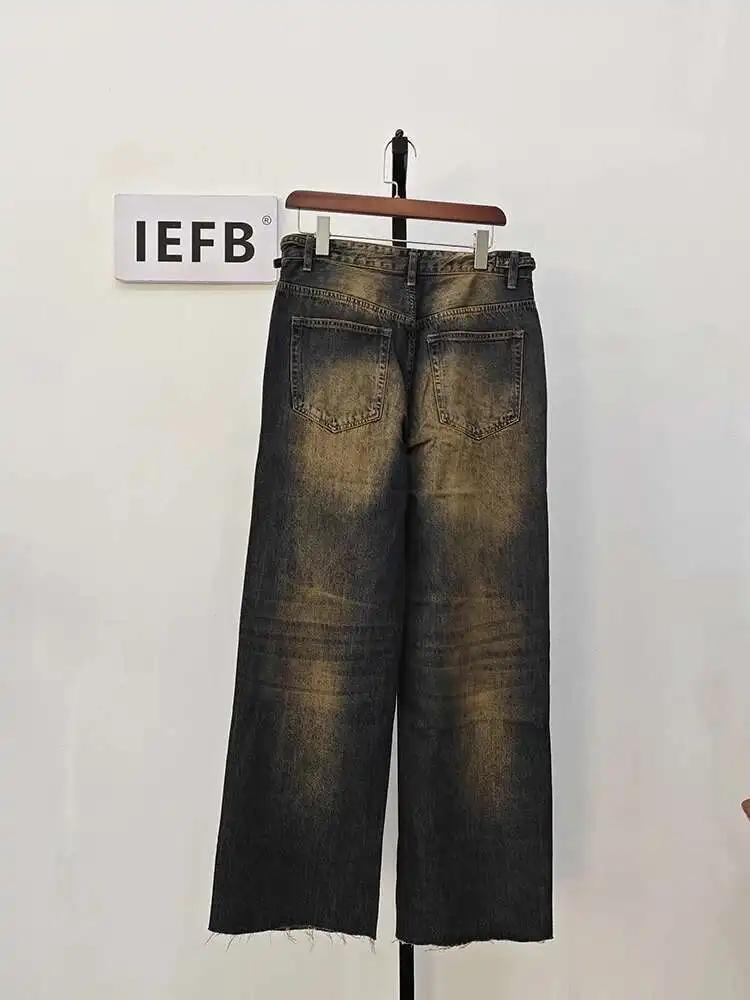 [IEFB] Herren Vintage Jeans mit Farbverlauf Y2K Streetwear Mittelhohes Bein mit Ausgefranstem Saum Distressed Denim Lange Hose 9A8628 – Detail 6