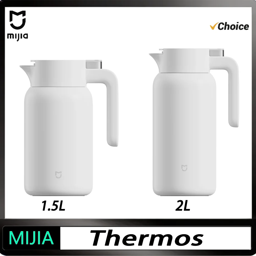 2026 MIJIA Thermos Kettle Vacuum Insulated Bottle for Hot/Cold Drinks 1.5/2.0L 60oz Coffee Carafe Hot Water Tea Dispenser