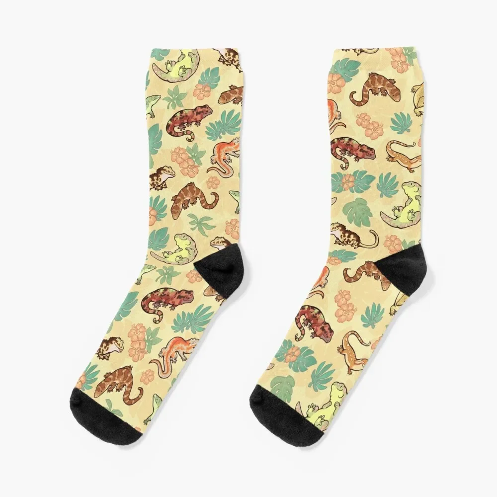 

Gecko family in yellow Socks snow hockey kawaii Men's Socks Women's