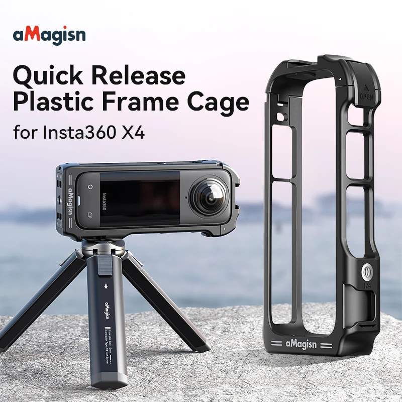 Frame Cage for Insta360 X4 Camera All-round Protection Case 1/4 Thread Connection Horiozontal Vertical Shooting X4 Mount Adapter