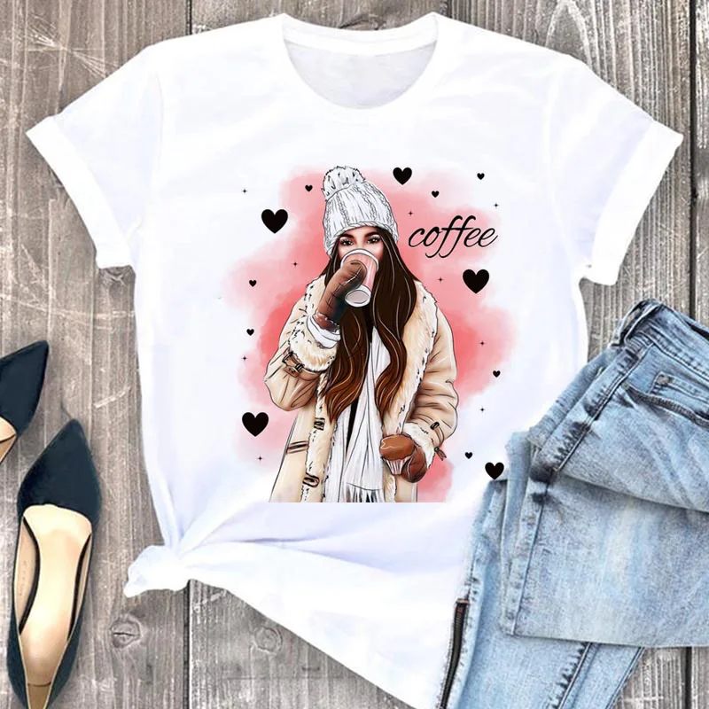 Camiseta feminina estampada para menina das flores, tops femininos de manga curta, camisetas femininas bonitas, moda verão, nova