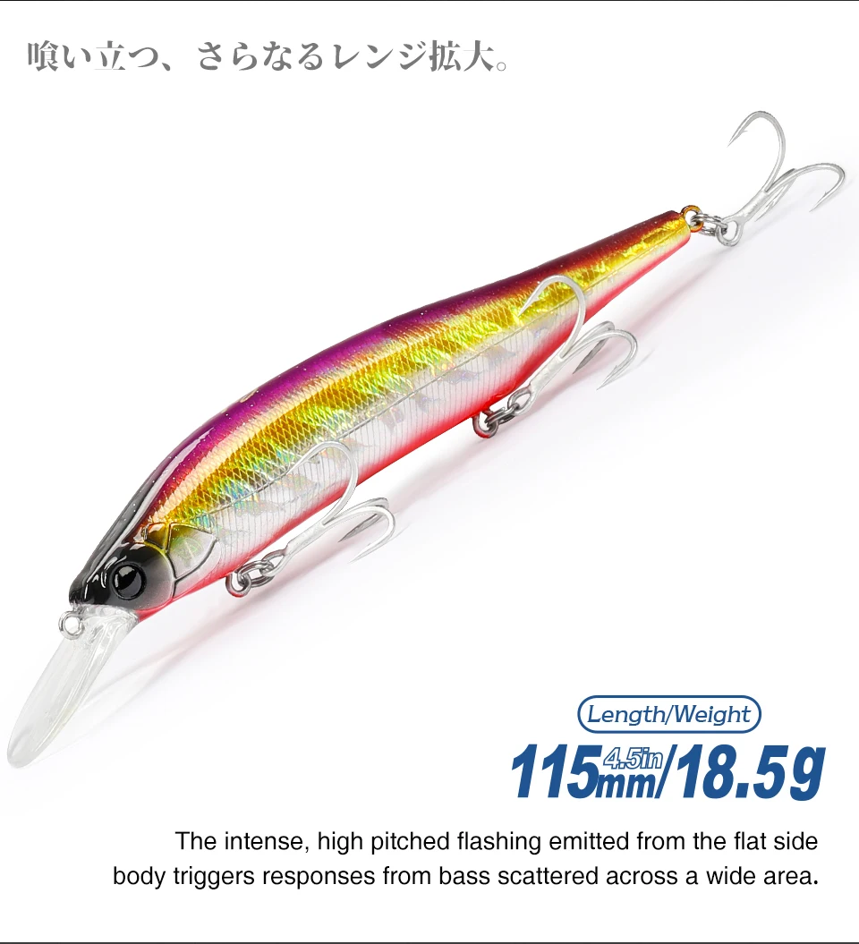 TSURINOYA 115 mm 18,5 g SinKing Minnow Salzwasserköder 115S NYX Gewichtssystem Weight Casting Pike Jerkbait Hartköder – Detail 15