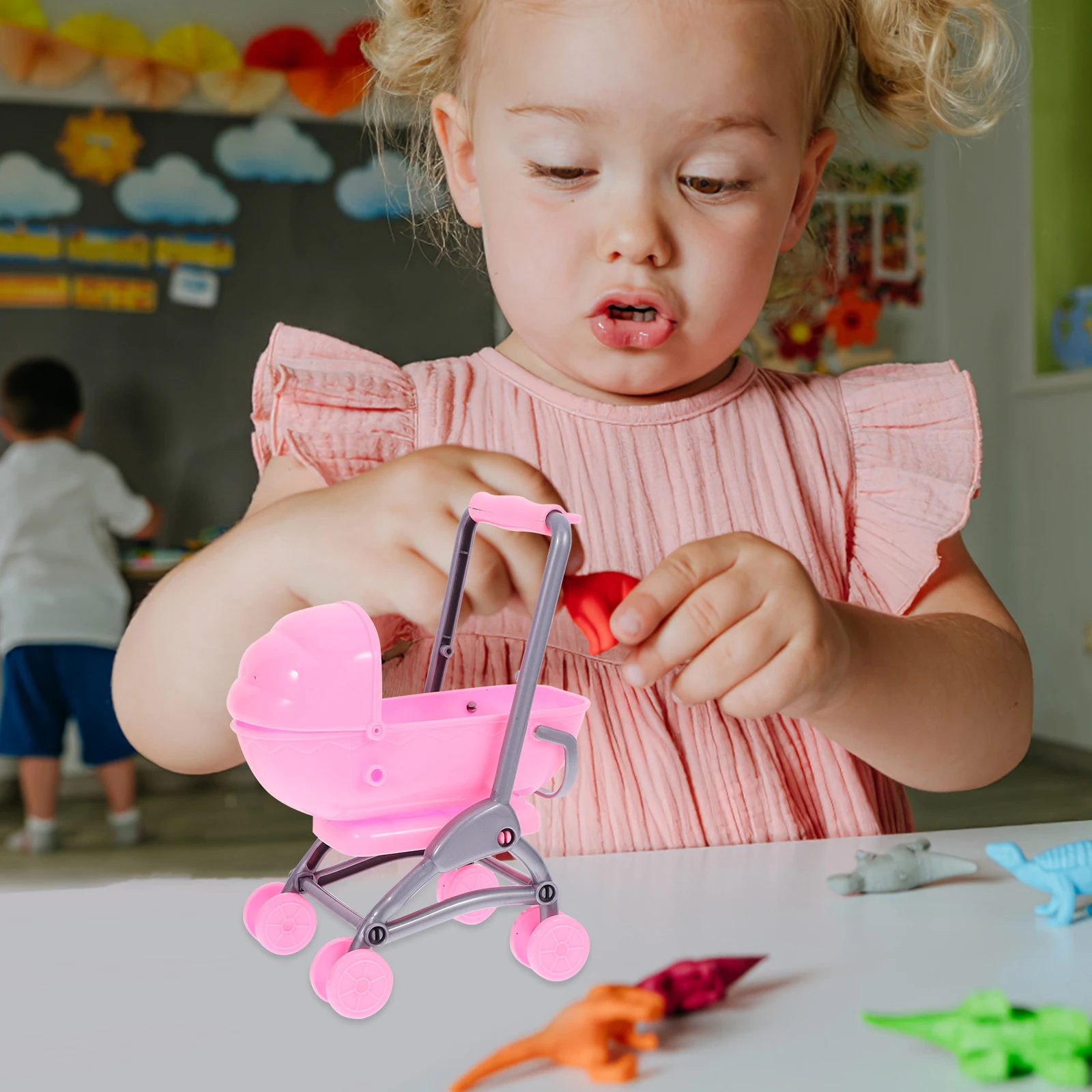 

Baby Stroller For Barbies Doll Dollhouse Furniture Accessories Girl Doll House Play Toy Baby Carriage Model Dollhouse Decoration