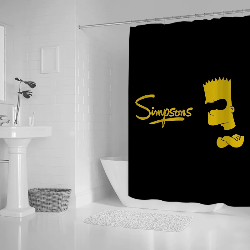 The Simpsones Bathroom Shower Curtains for the Home Shade Curtain Accessories Bath Bedrooms Waterproof Fabric Opaque Products