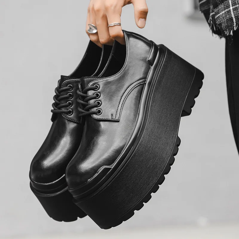 

mens fashion hip hop rock platform shoes black stylish original leather derby shoe brand designer sneakers youth footwear zapato
