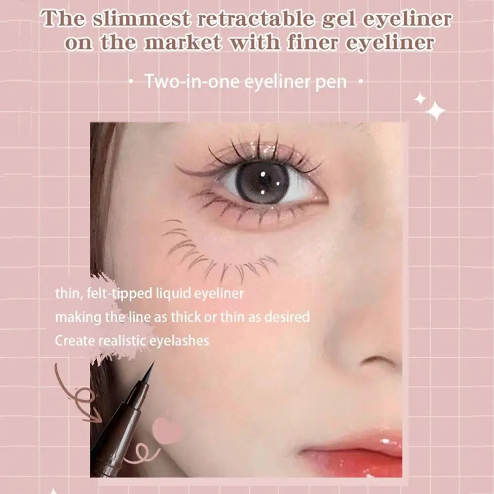 Eyeliner liquide imperméable à l'eau, double tête, pleine taille, maquillage pour touristes, crayon pour les yeux terminé