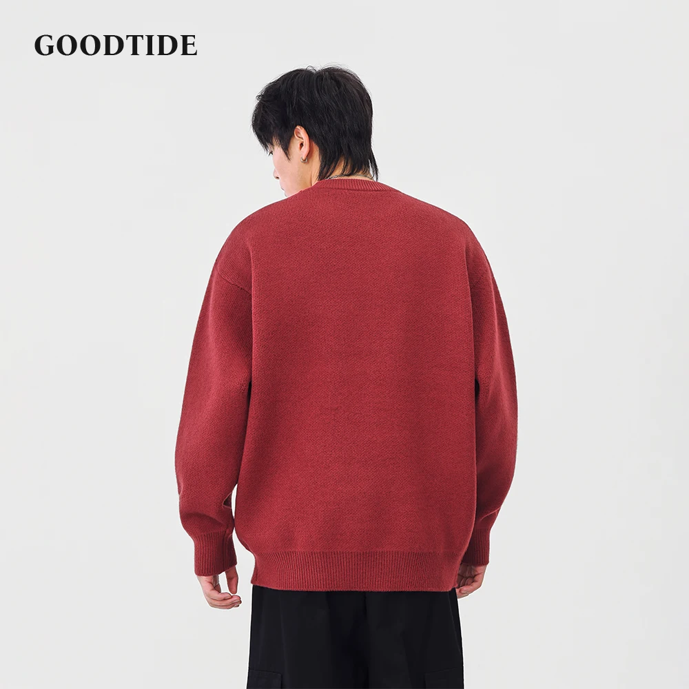 Fashion Men's Casual Crew Neck Sweater 2025 Winter Deer Pattern Letter Print Knitted Pullover Comfortable Soft Long Sleeve Top