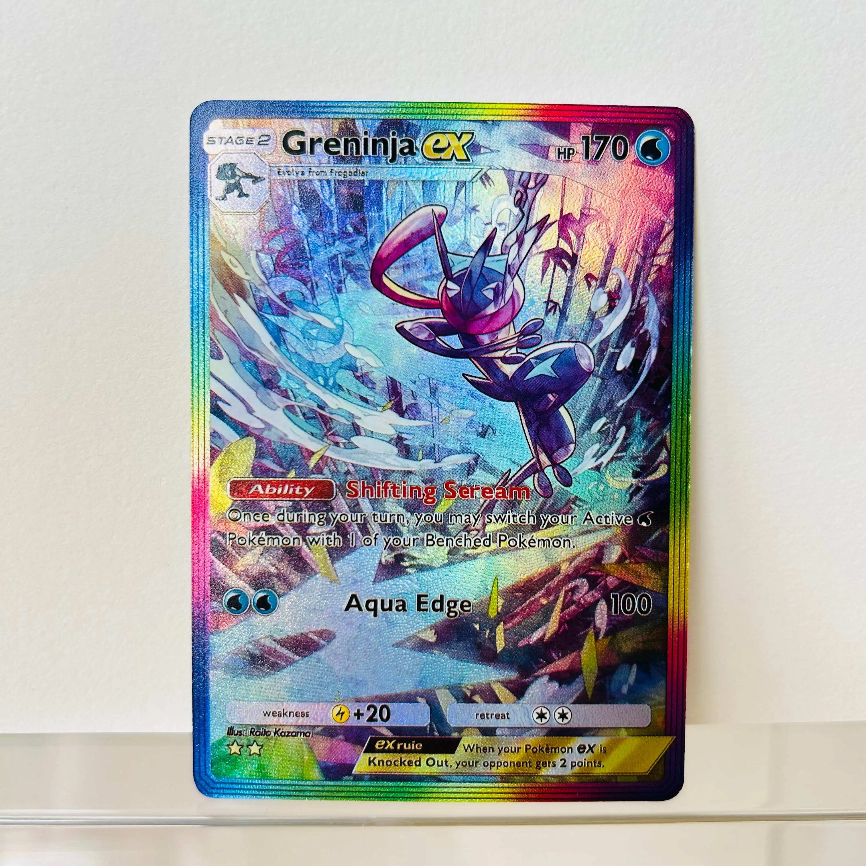 Pokémon Greninja ex English Card Rainbow Holographic Foil Texture DIY Premium Anime Collection Card