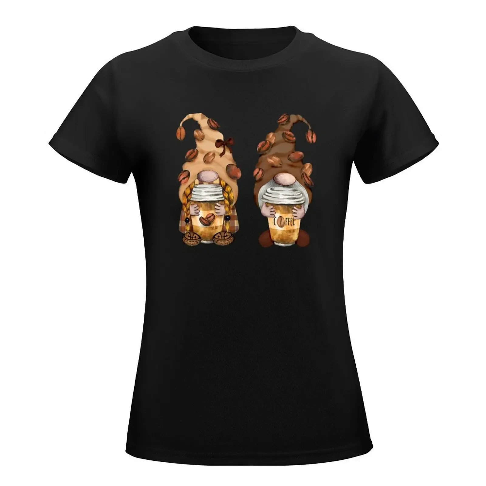 Cute Coffee Gnomes Funny Caffeine Gnome T-Shirt hippie clothes summer top cute clothes lady clothes t shirts for Women