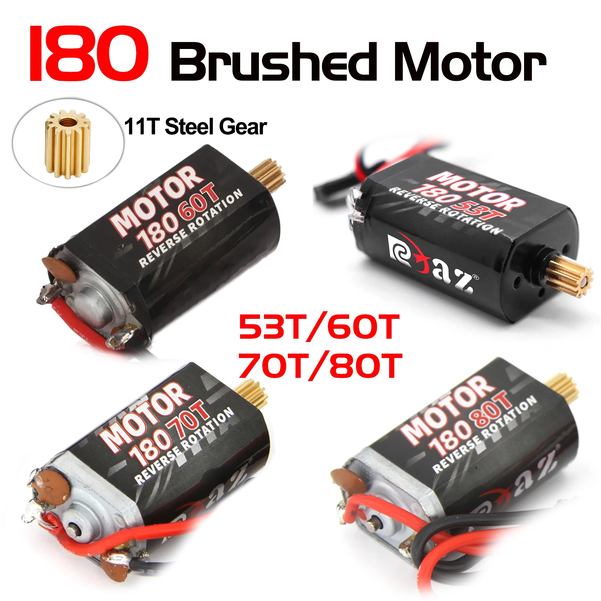 180 Brushed Motor 53T 60T 70T 80T with 11T Pinion Motor Gear for 1/18 RC Crawler Car Monster Climb TRX4M TRX4-M Upgrade Parts