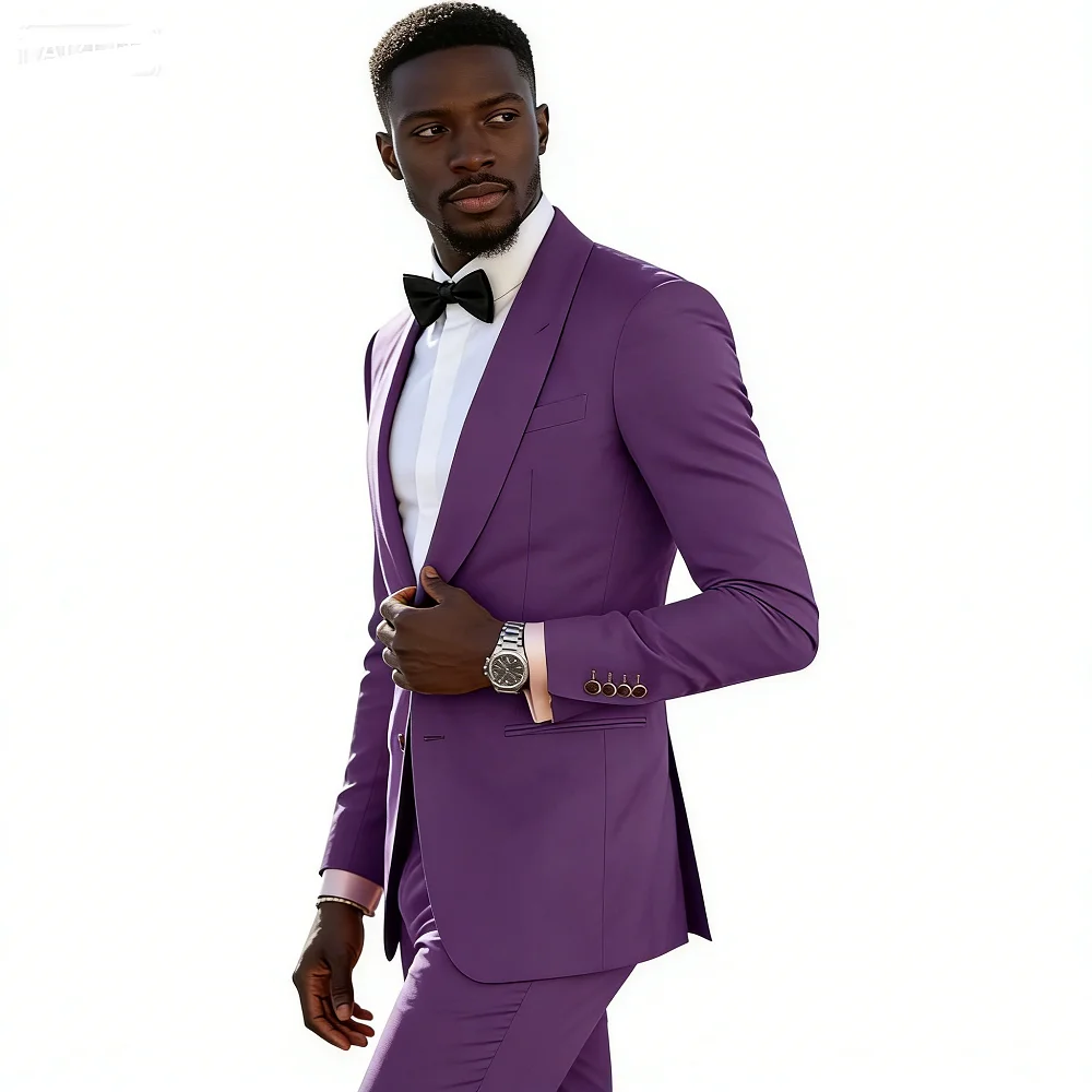 

Мужской смокинг из двух предметов, приталенный модный мужской свадебный пиджак для курения, куртка и брюки Traje Homme Mariage, облегающая официальная одежда