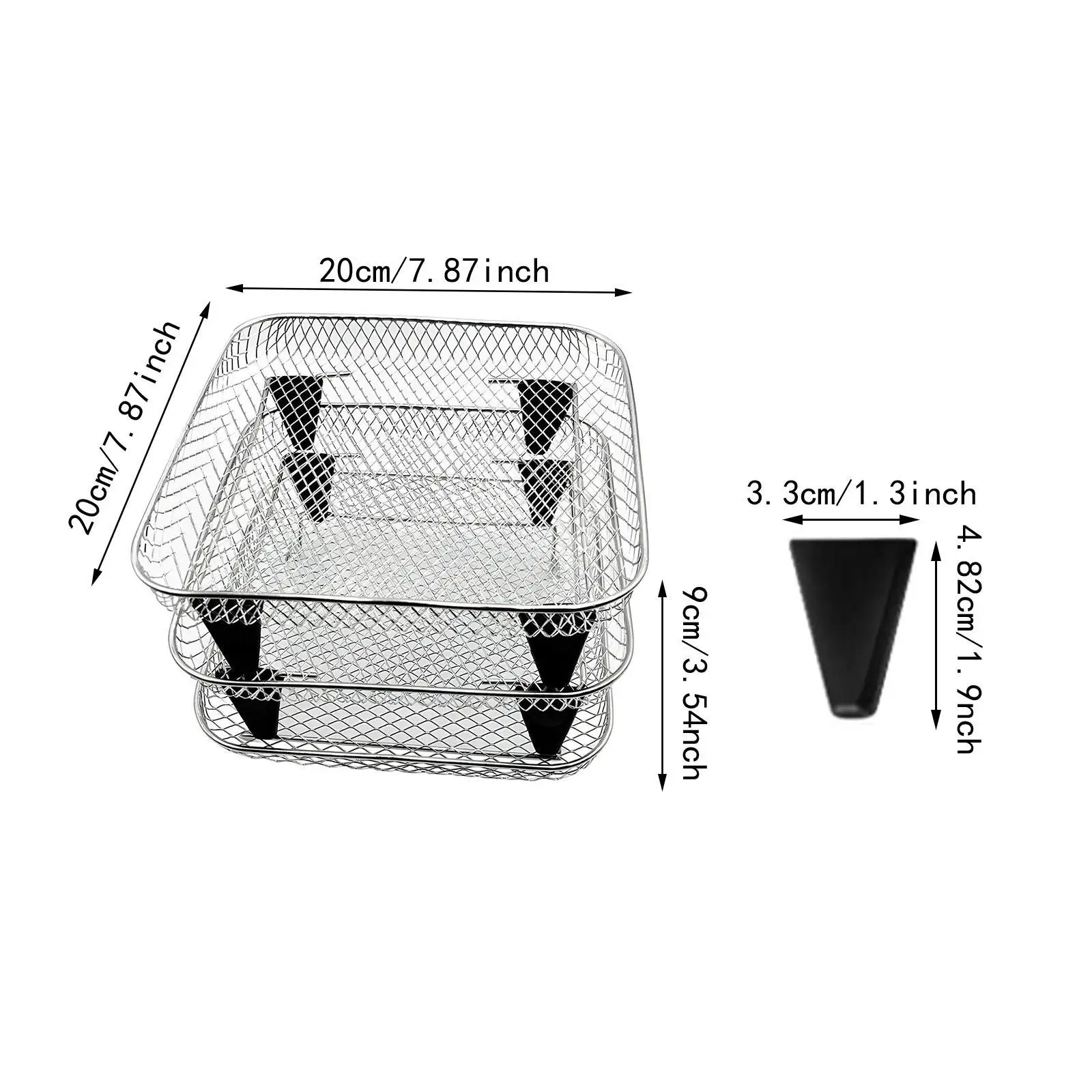 رف مقلاة هوائية مربعة محمول بثلاث طبقات للطهي في المطبخ والمطعم