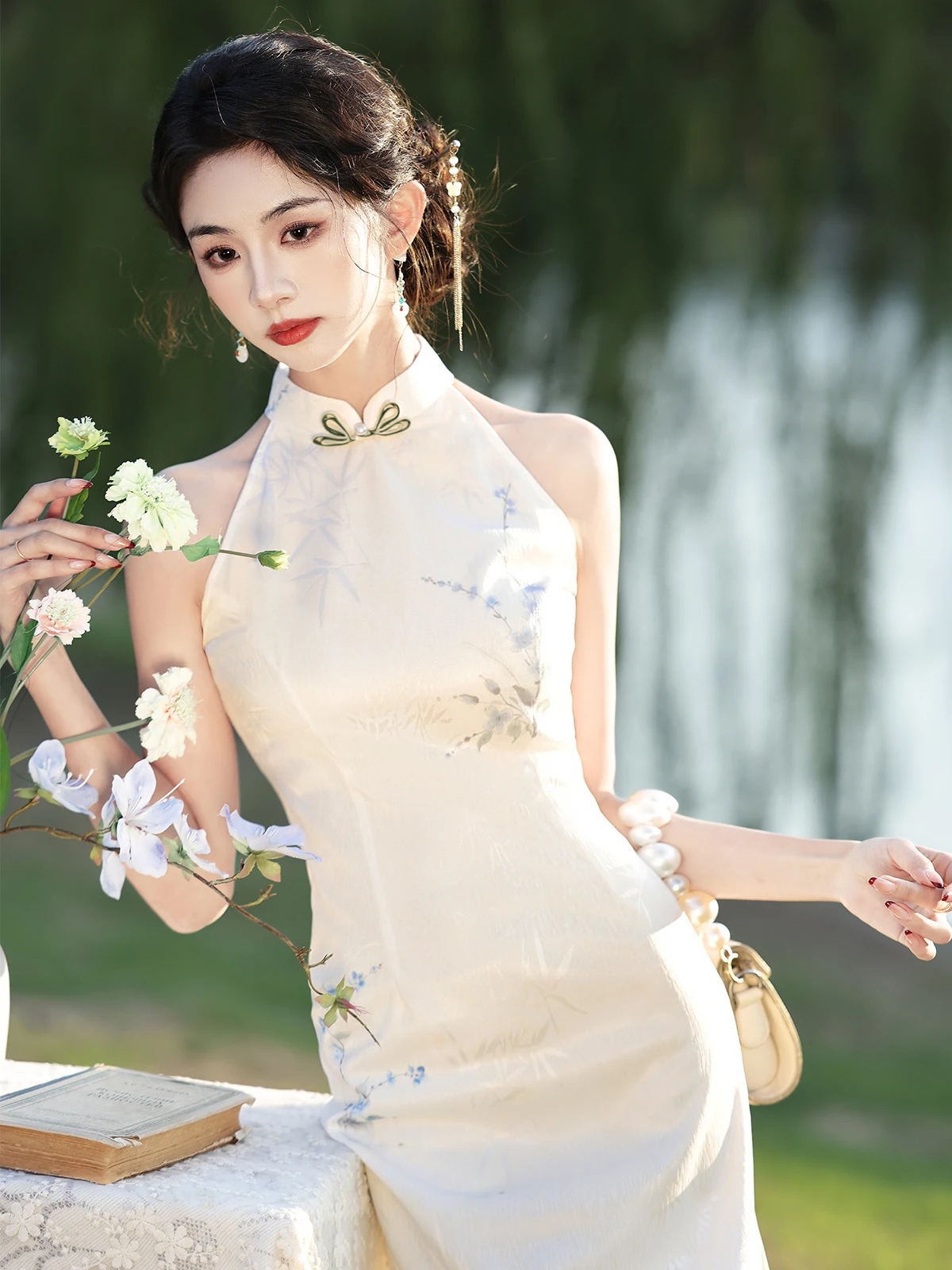 

New Chinese Sle Youthful Neline Summer 2026 Daily High Waist Illusory Small Size Women's Long Qipao Dr