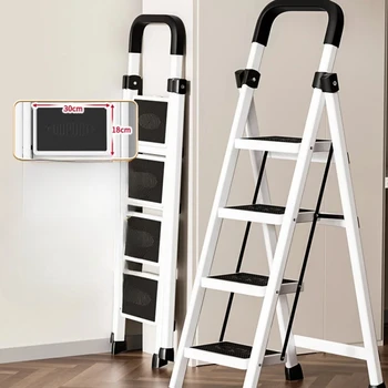 3-Step Folding Ladder Sturdy Steel Frame Wide Non-Slip Pedal 500 lbs Capacity Handgrip Suitable for Home and Kitchen