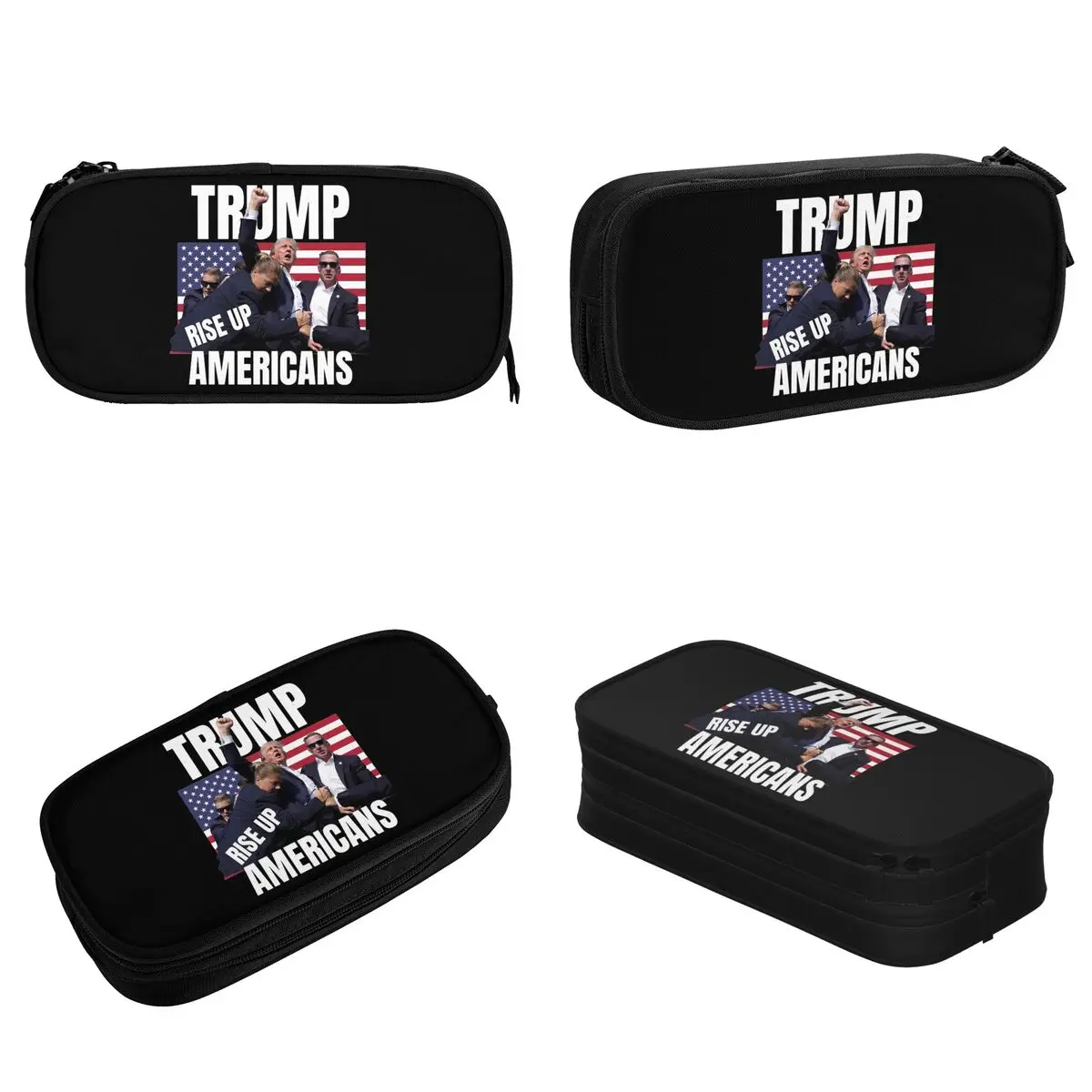 Trump Shot 2024 Pencil Case New MAGA American Flag Pen Box Bag for Student Large Storage School Supplies Gifts Pencilcases