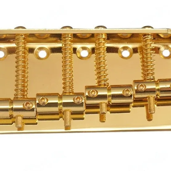 Four-string Bass Bridge Tailpiece, 80mm String Bridge, Five Screw Holes in A Row, Gold