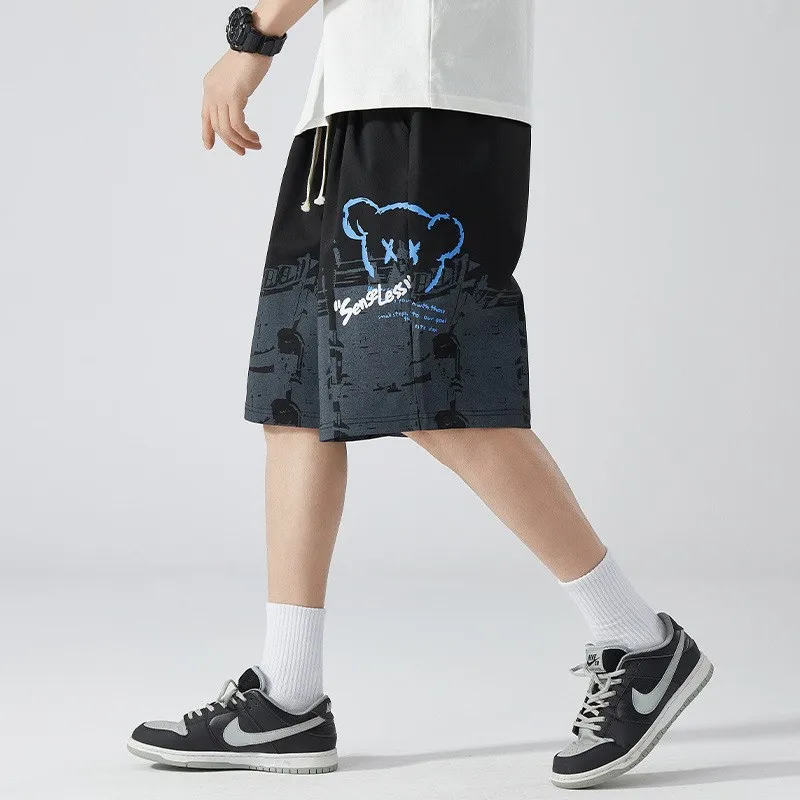 

Мужские повседневные спортивные шорты больших размеров, летние, модные, свободного кроя, бриджи, прямые брюки для высоких и крупных мужчин, со средней посадкой на талии