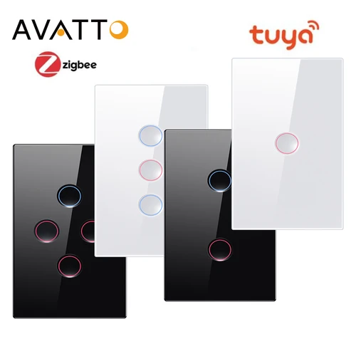 AVATTO Tuya Smart Zigbee interruptor de luz de ranura táctil 220V impermeable Smart Life aplicación remota Control funciona con Alexa Google Home