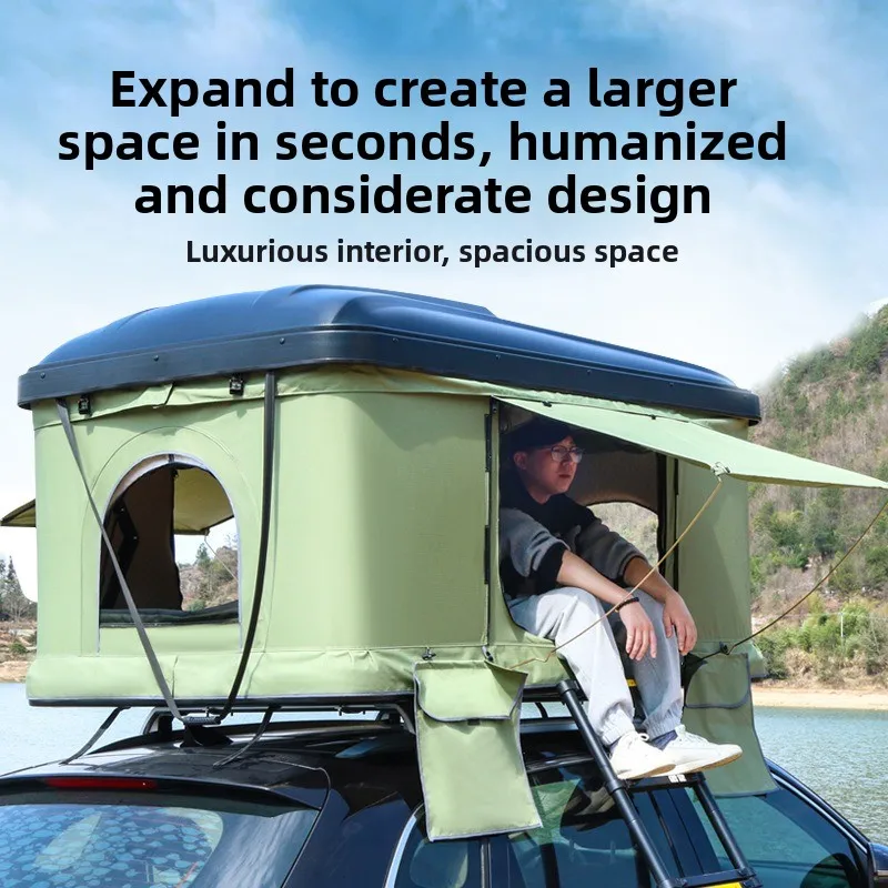 ABS Hard Shell Roof Top Tent Automatic Opening Rain‑Proof Anti‑Mosquito For Vehicle Camping Self‑Driving Tour