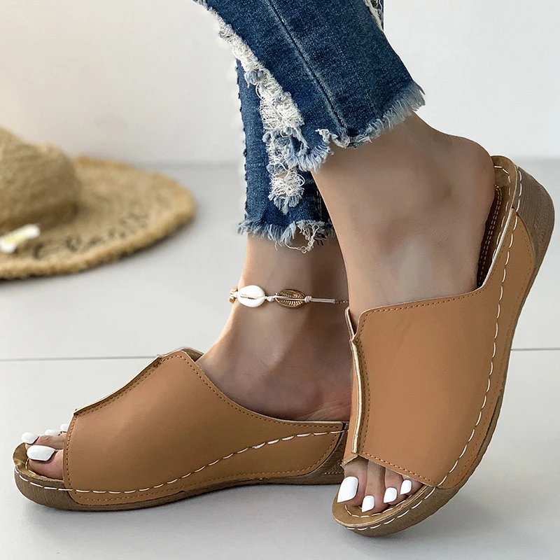 Women Shoes Sandals Summer Party Walking Shoes Slip On Sandals Ladies Wedge Shoes Woman Casual Female Footwear Slippers Woman image 4