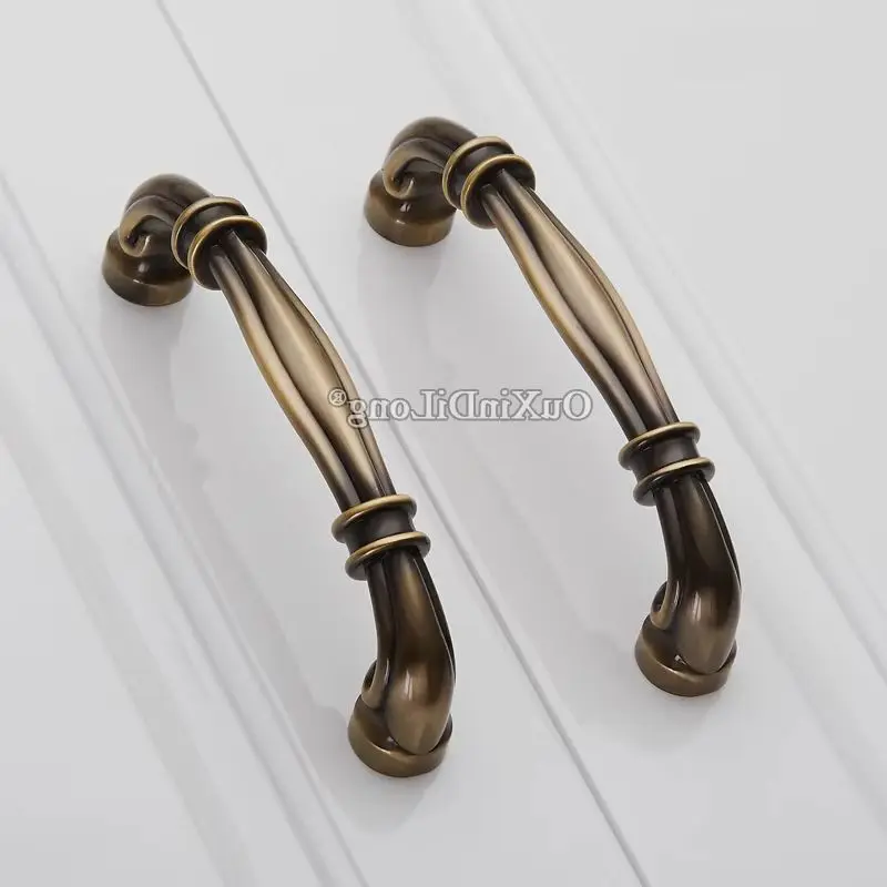 Retro 10PCS Solid Zinc Alloy Furniture Pulls Handles Drawer Knobs Cupboard Wardrobe Kitchen Closet Dresser Cabinet Door Pulls
