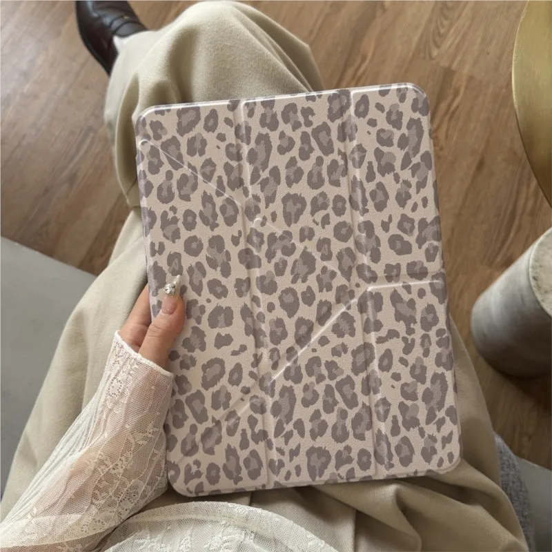 Leopard Print Tablet Case For iPad Pro 11 12.9 13 M2 M4 M3 9.7 10.2 10.5 5/6/7/8/9/10th Gen 11th A16 Mini Air 2 3 4 5 6 7 Cover