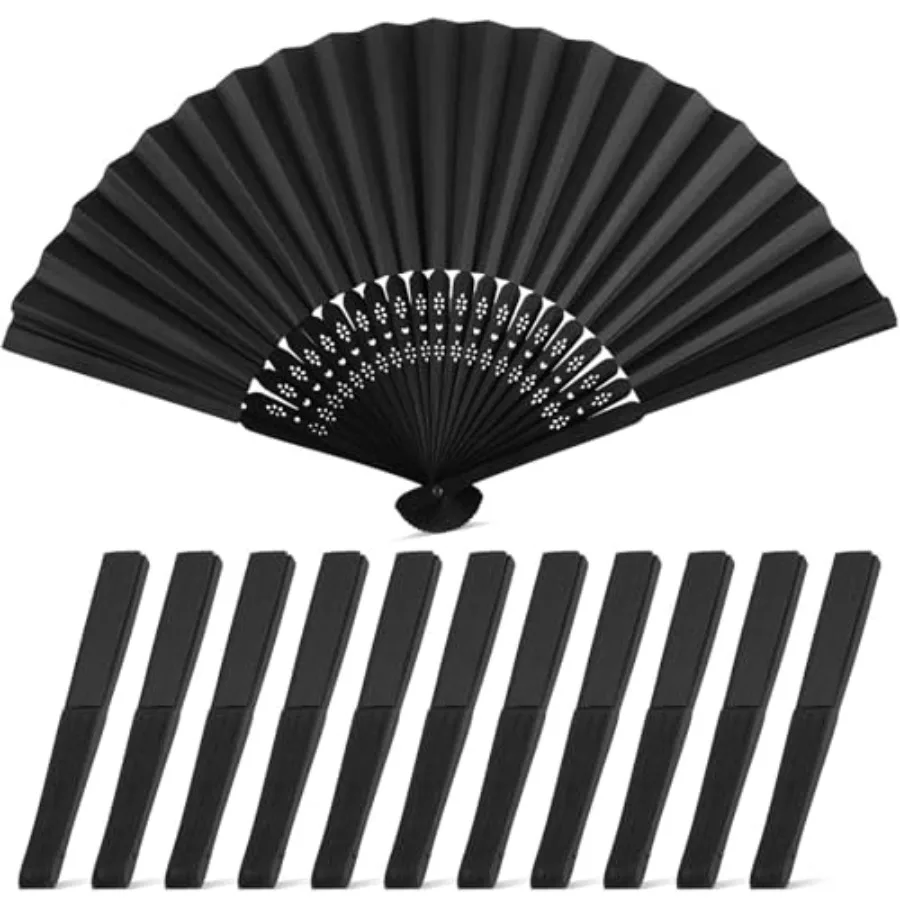 

12 Pcs Paper Fans Handheld 8.3 Inch Foldable Hand Fan, Folding Fans Handheld for Women, Paper Rave Fan for Wedding Guests, Brid