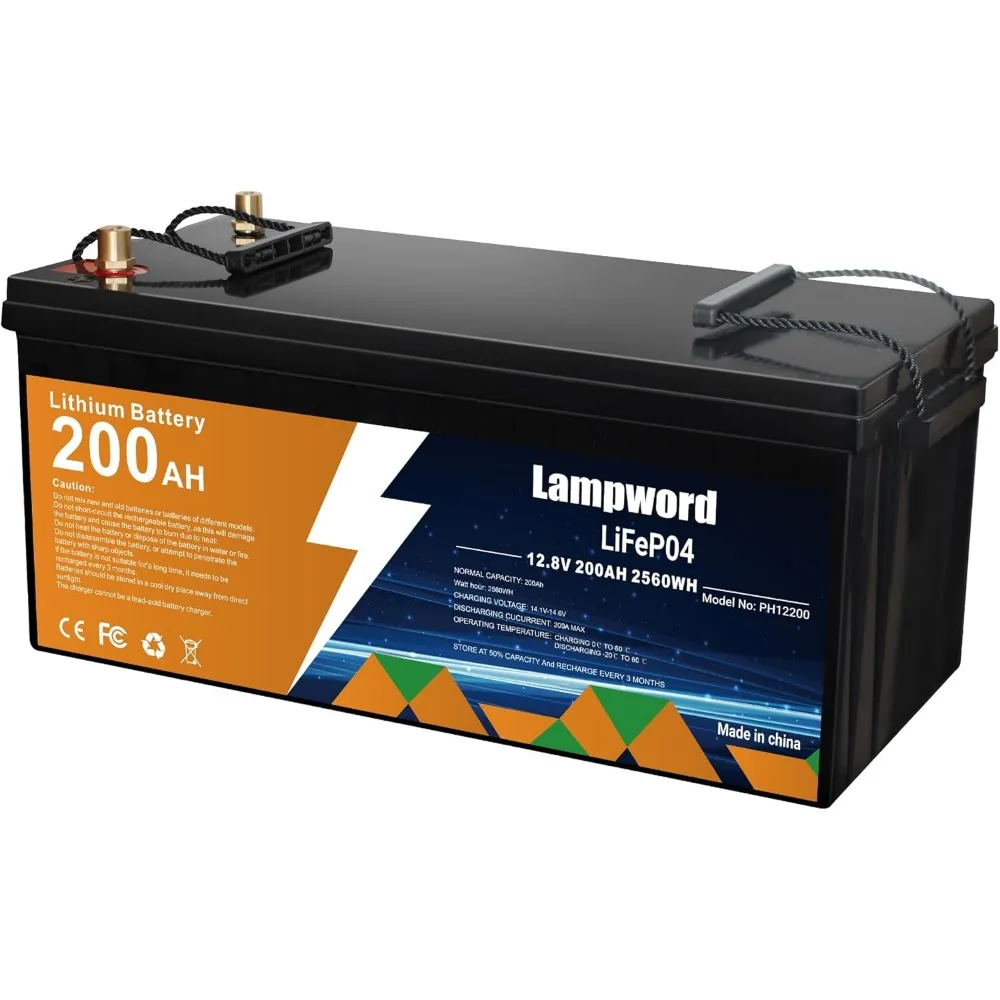 

12 В 200 Ач Lifepo4 Батарея 4000+ Литиевая батарея глубокого цикла для силовых колес/игрушек для езды/троллинг-двигателя/морской батареи, встроенная