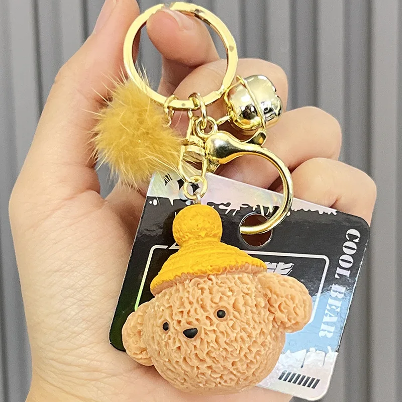 Creative Fun Bear Plush Ball Backpack Charm Cartoon Cute Plush Ball Bear Plush Toys Keychain Charm Fashion Girl Birthday Gifts