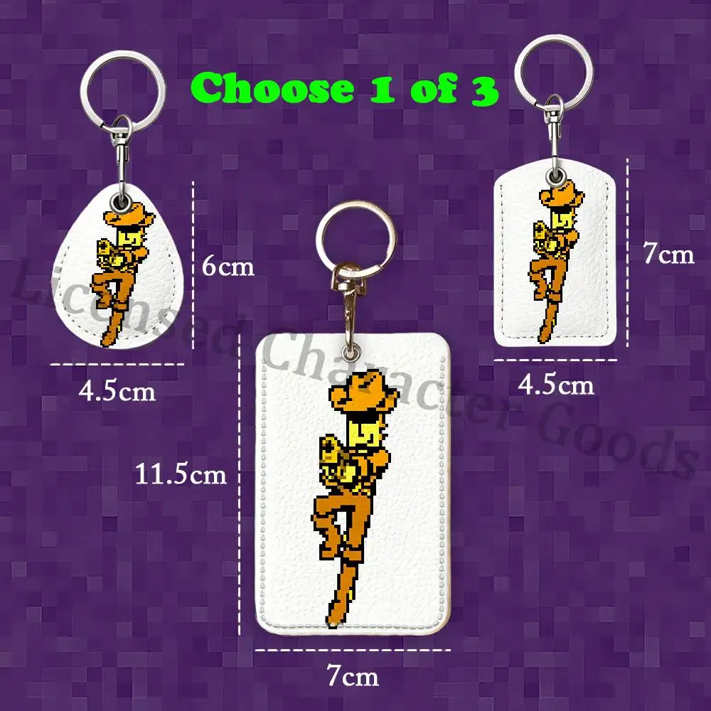 D-Deltarune Yellow Blue Blellow Rectangle Card Case Keychain Access Card Bag Key Tag Ring Leather Card Holder Key Ring Access view 5