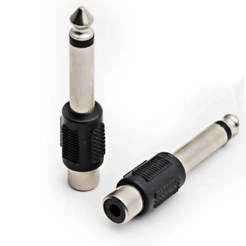 

1PCS RCA Female Jack To 6.35mm 1/4" Male Mono Plug Audio Adapter Connector Mic Audio Adapter Connector