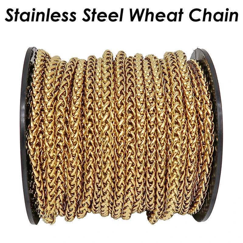 Custom Order: Stainless Steel Wheat and Cuabn Chain Necklace