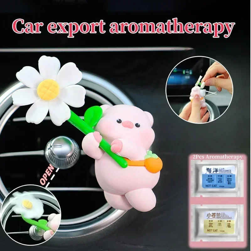 Cartoon Cute Animal Sunflower Car Accessories Interior Creative Adorns Ornaments Decor Decoration Car Air Freshener Out of Trend