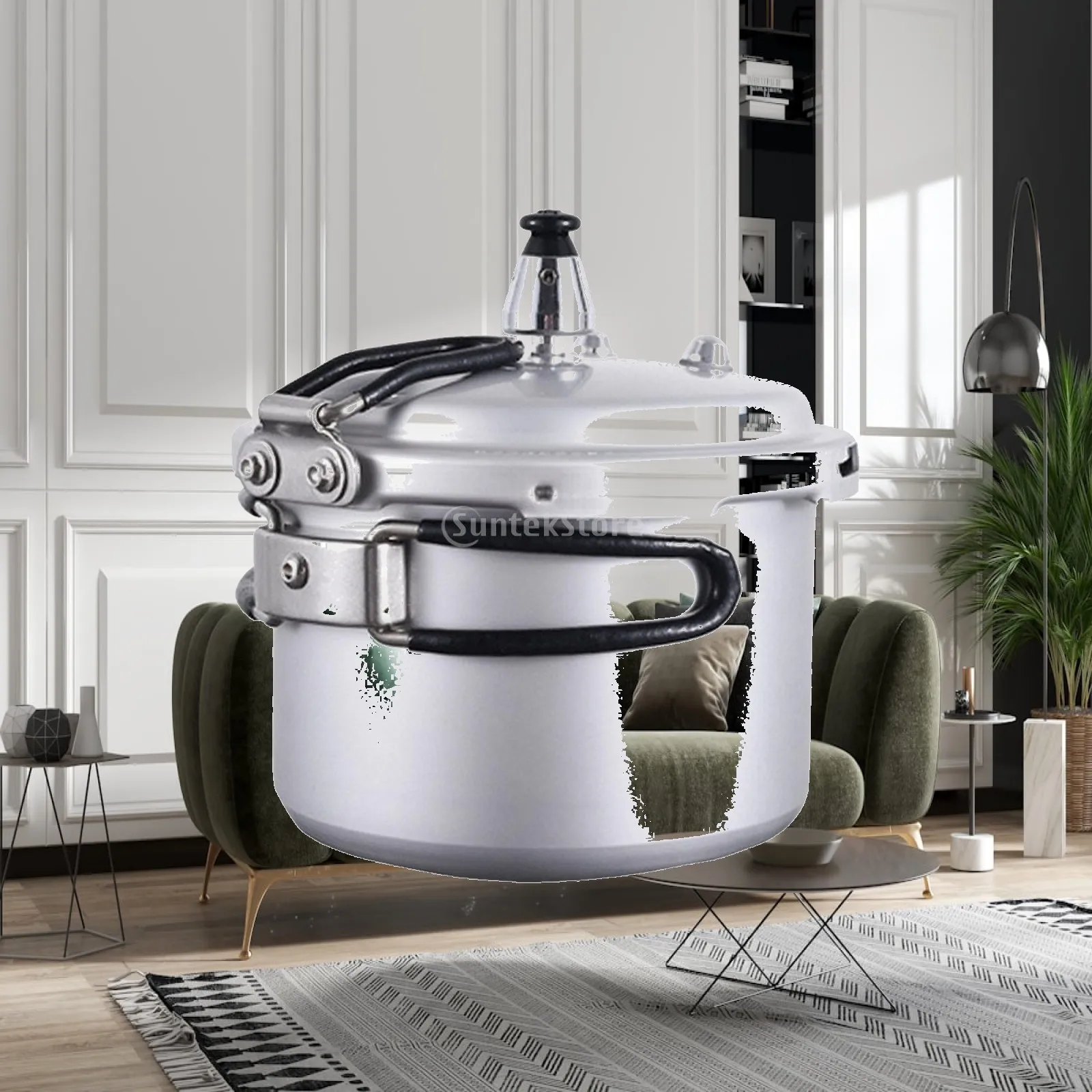 Aluminum Pressure Cooker Foldable Pressure Cooker with Folding Handles Pot Safe Cookware Long-Lasting for Campers, Camping