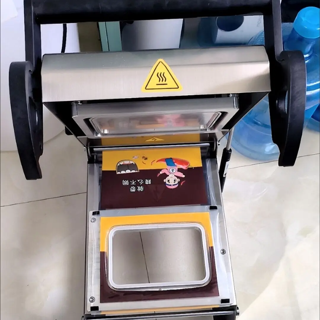 Sellador de bandejas Manual, máquina envasadora de cajas de almuerzo, contenedor de alimentos de plástico, máquina envasadora de comida de sellado, 220V
