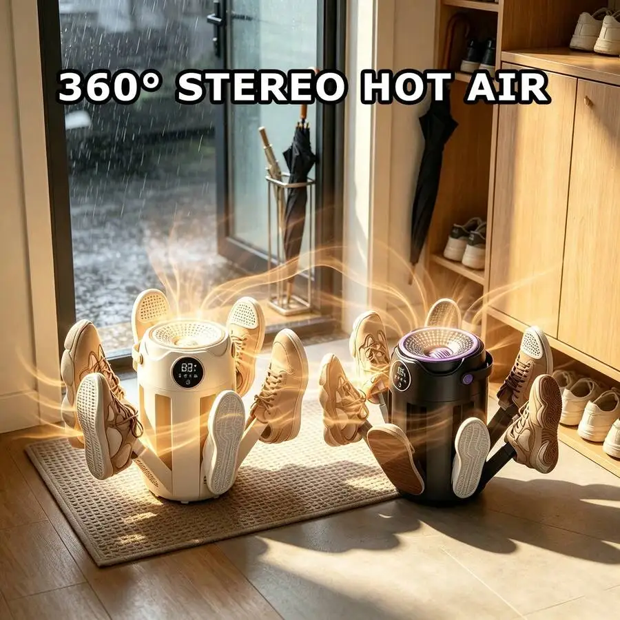 Shoe Dryer And Boot Dryer, 6-Arm Drying Rack, Foldable Shoe Dryer With Timer, Suitable For All Types Of Shoes, Fast 360 °   Drying Shoe Rack For Sneakers, Gloves, Socks